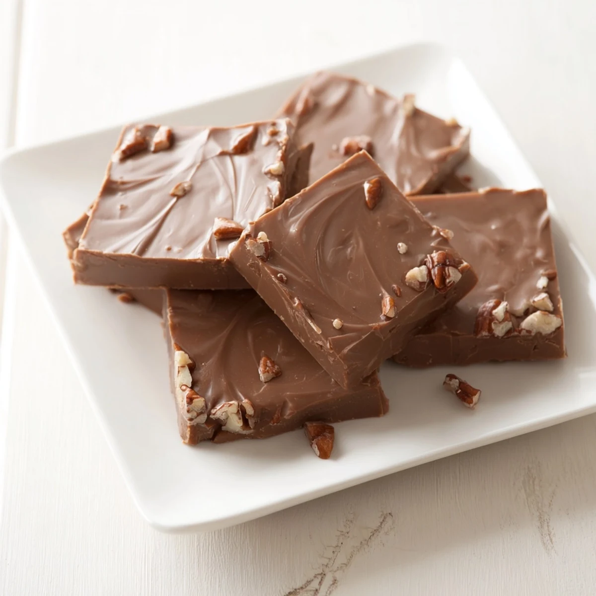 The rich aroma of melting chocolate emanates from this easy chocolate fudge cooling on the counter.
