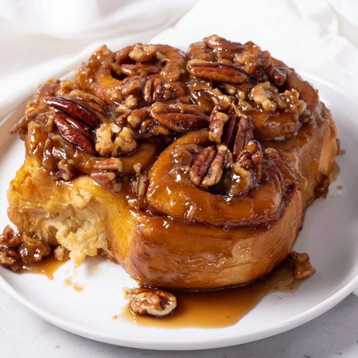 Fluffy, homemade pecan and honey sticky buns, a perfect sweet treat for breakfast or brunch.