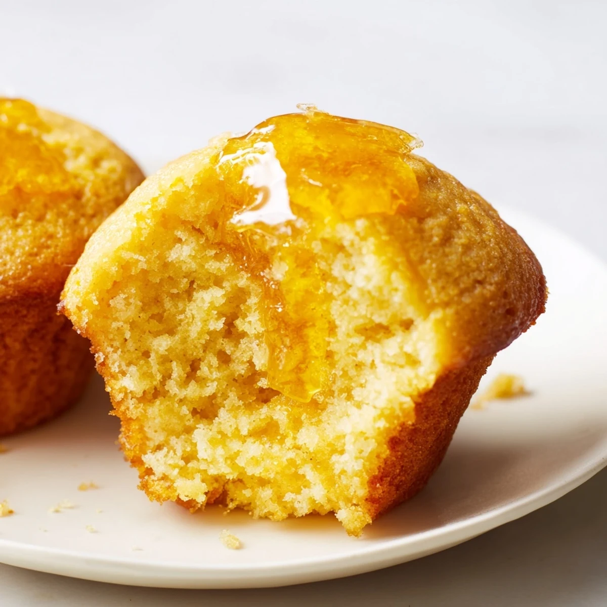 Fluffy honey butter cornbread muffins, golden brown and perfectly baked, ready for serving.