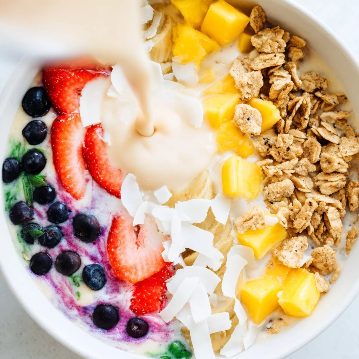 Vibrant Breakfast Smoothie Packs brimming with colorful frozen fruit, ready to blend for a quick breakfast.