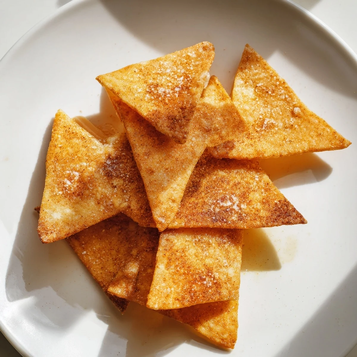 Crispy homemade air-fryer tortilla chips, lightly seasoned and perfect for scooping up guacamole.