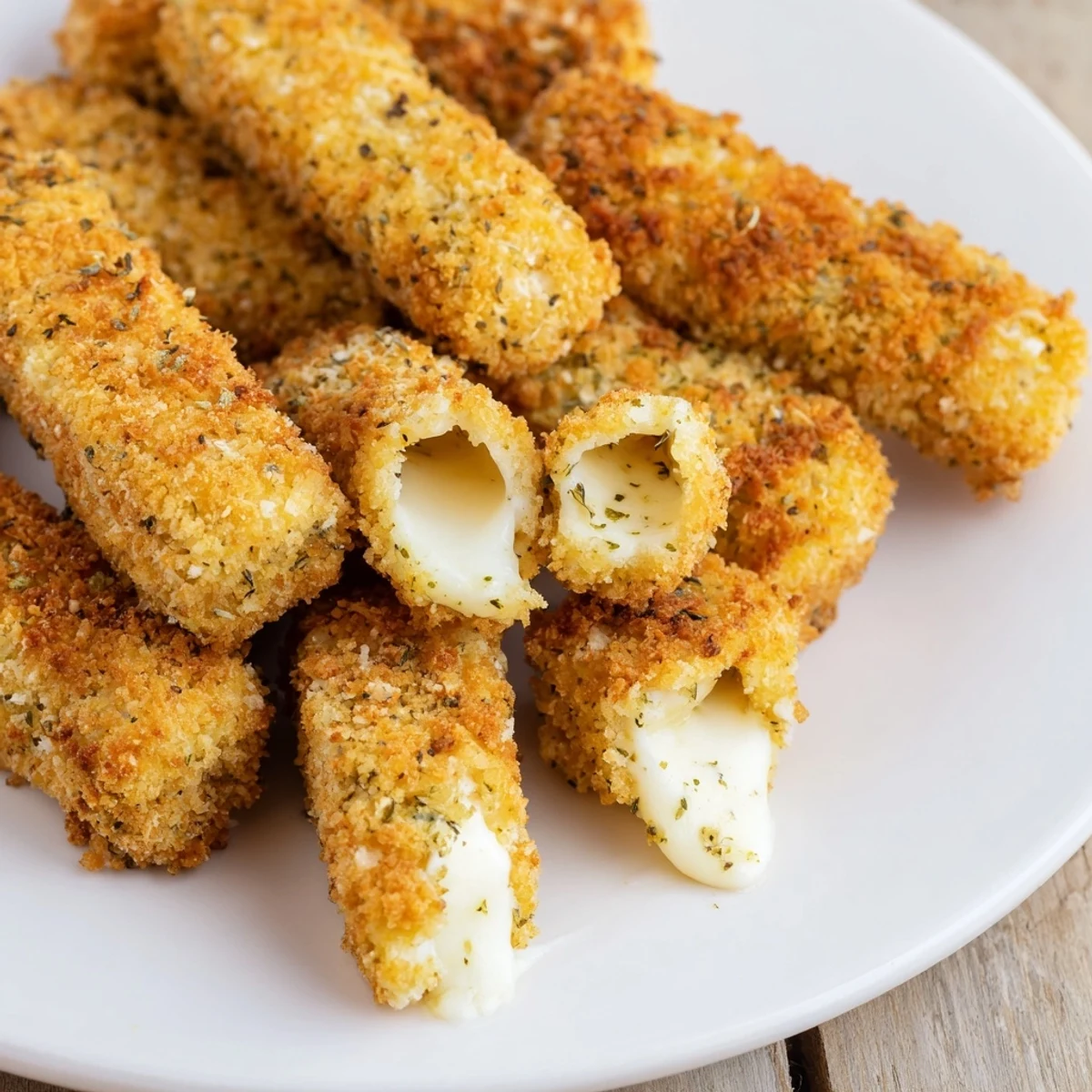 Mouthwatering close-up of perfectly air fried mozzarella sticks, the ultimate cheesy appetizer for any occasion.