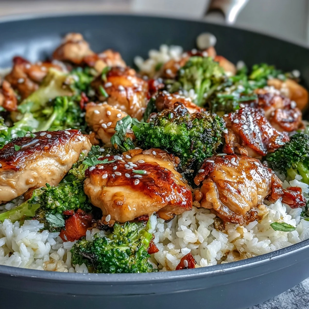 Savory one pan honey garlic chicken broccoli rice, a perfect weeknight meal.