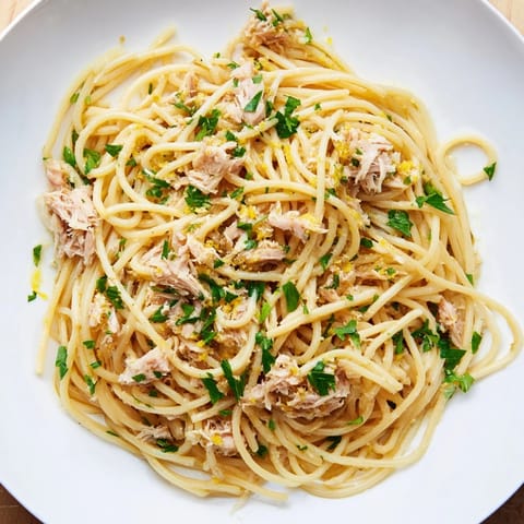 Lemon Garlic Tuna Spaghetti