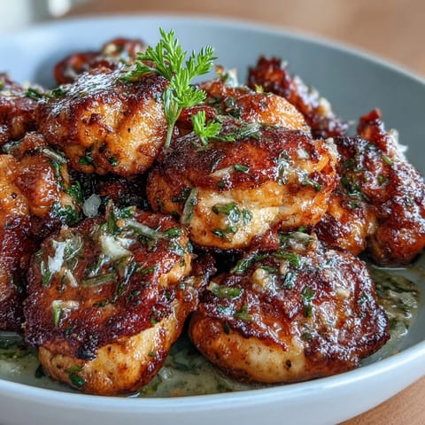 Tender chicken bites tossed in zesty cowboy butter with fresh parsley and thyme.  