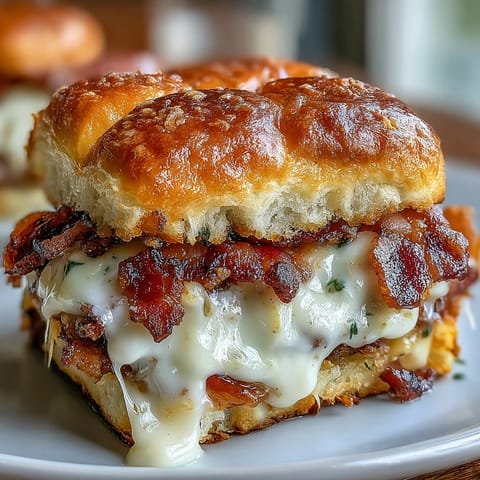 1. Derby Day Hot Brown Sliders feature turkey, bacon, and creamy Mornay sauce on soft rolls, perfect for festive gatherings.