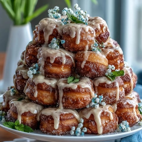 Baby in Bloom Mini Donut Tower with Flowers, a charming tiered dessert centerpiece perfect for baby showers and spring celebrations.
