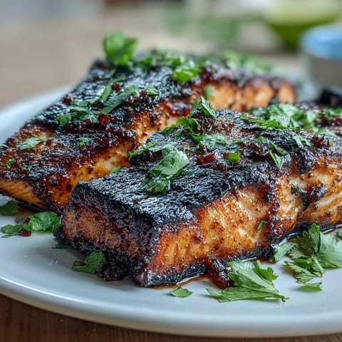 A perfectly grilled salmon fillet topped with sweet and tangy strawberry salsa, ideal for spring dinners.