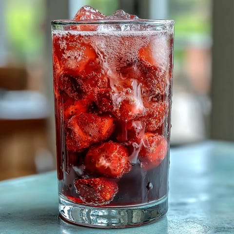 Refreshing dragon drink refresher with creamy coconut milk, vibrant dragon fruit, and sweet strawberries in a tall glass.