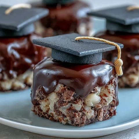 Celebrate graduation with festive fondant mortarboard sugar cookies, perfect for party trays and gifting.  