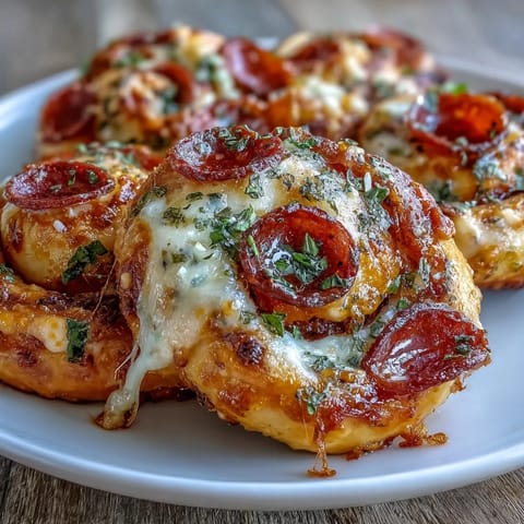 Warm, cheesy pizza pinwheels with pepperoni and mozzarella baked until golden and bubbling. Ideal for appetizers, snacks, or game-day parties.
