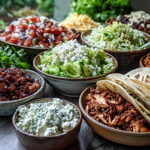 Vibrant DIY Taco Bar for Outdoor BBQ bursting with fresh, colorful toppings.