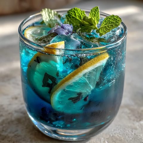 Vibrant Butterfly Pea Flower Lemonade magically turns purple with a refreshing, citrusy taste.