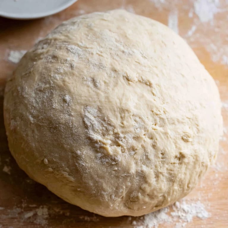 This family-friendly homemade pizza dough recipe provides a delicious, chewy base for any pizza.