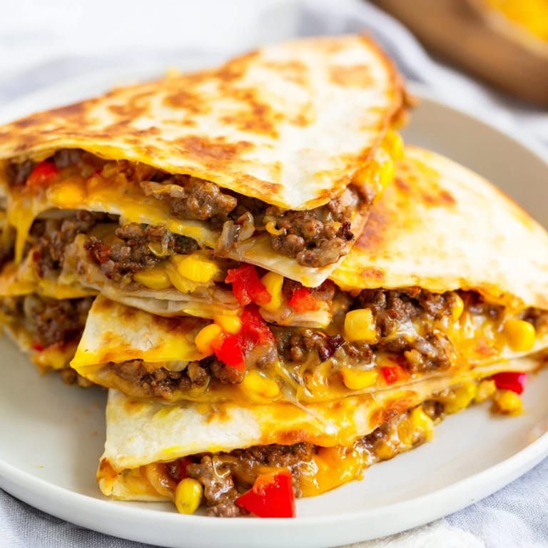 Crispy sheet pan quesadillas offer a delightful blend of flavors: seasoned meat and veggies between warm tortillas.