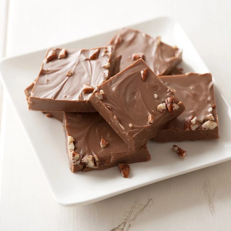The rich aroma of melting chocolate emanates from this easy chocolate fudge cooling on the counter.