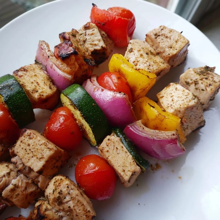 Delicious, smoky Chicken and Veggie Skewers with tender chicken and bright bell peppers, perfect for a gluten-free dinner.