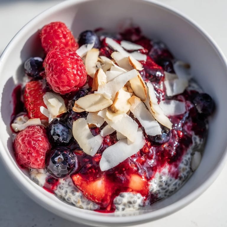 Enjoy a layered berry chia pudding: a simple, vegan breakfast packed with flavor.