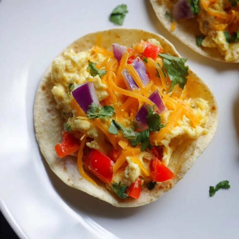 Baked sheet pan breakfast tacos overflowing with melted cheese and colorful bell peppers, ready to eat.