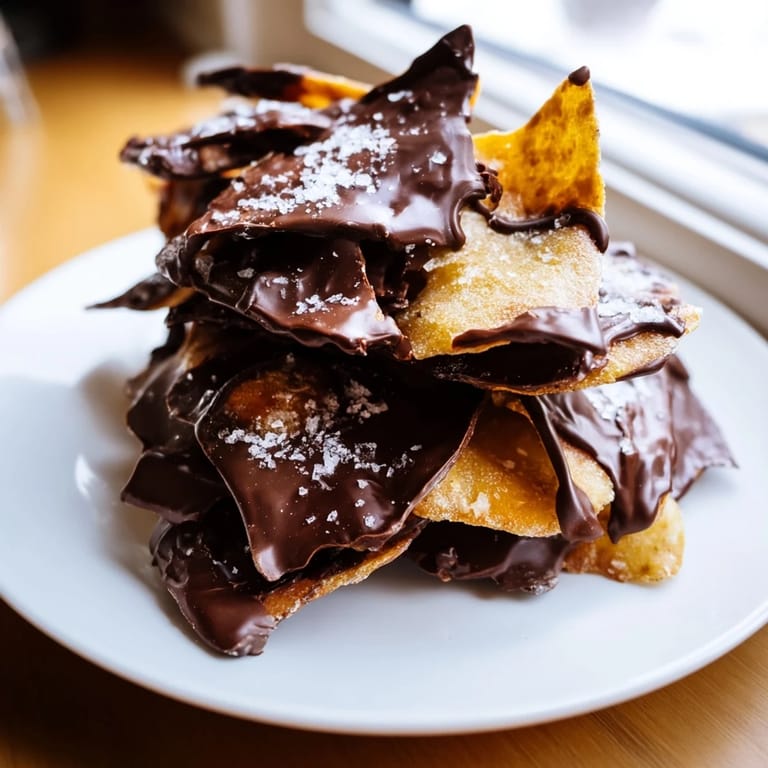 Breakable pieces of sweet and salty Chocolate Potato Chip Bark, perfect for a party snack.