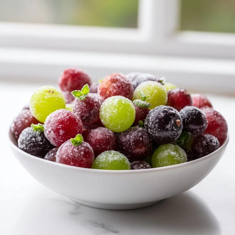 Frozen Grapes Spa Treat spread on a baking sheet, ready to freeze into crunchy, juicy bite-sized spa snacks.