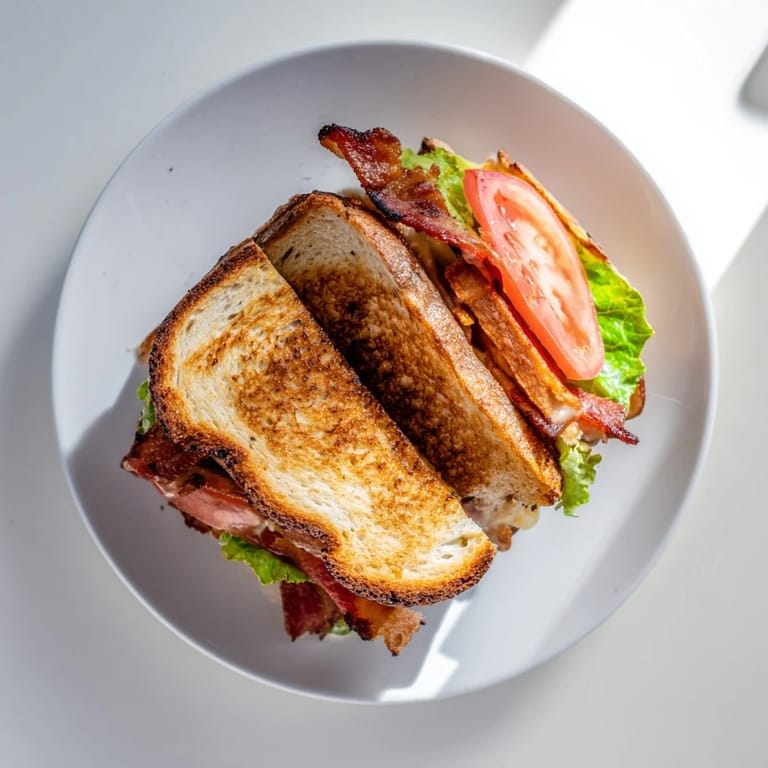 This plant-based Vegan Bacon BLT Grilled Cheese is grilled to perfection, served hot with a side of tomato soup.