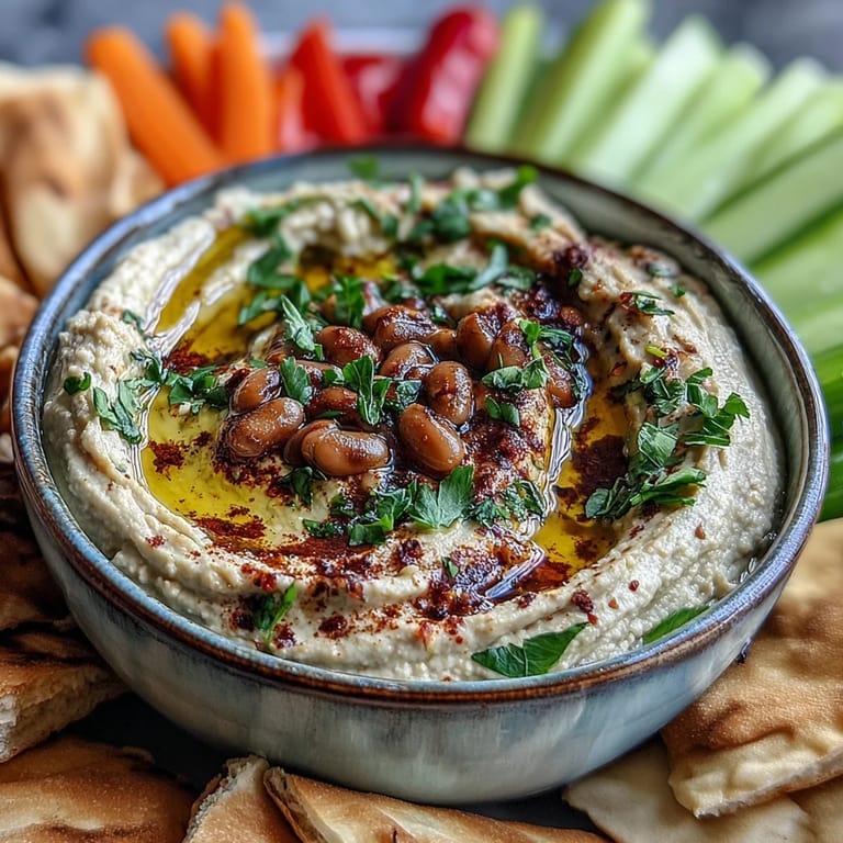Dipped with crunchy carrots and warm pita bread, this protein-rich Black-Eyed Pea Hummus makes a healthy appetizer.
