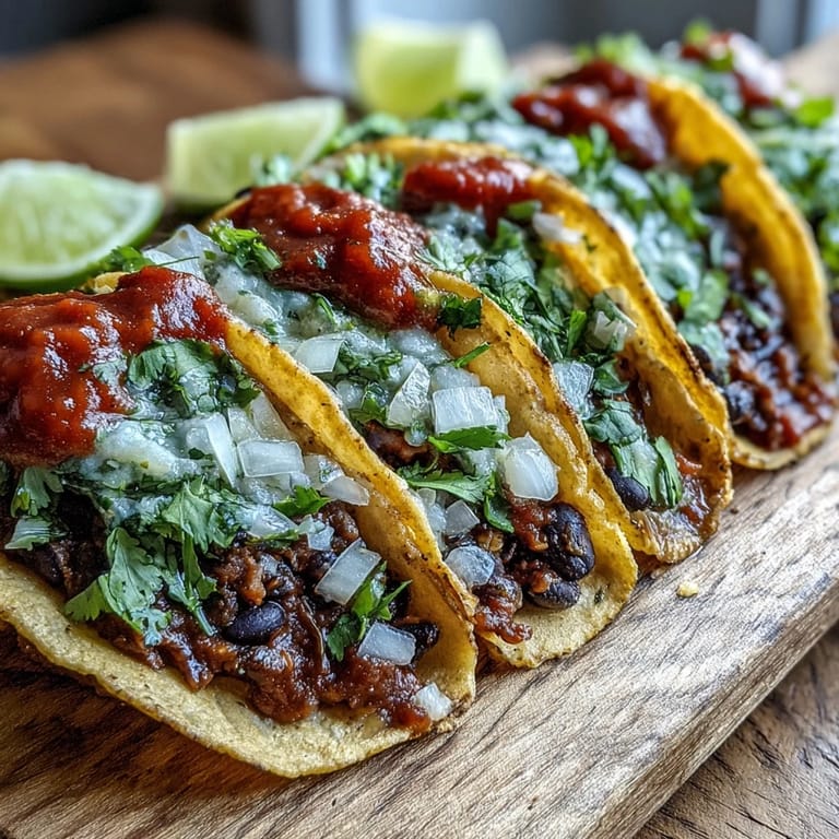 Mashed black-eyed pea filling steaming inside warm tortillas for these easy Black-Eyed Pea Tacos.