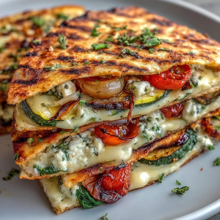 Serve Grilled Mediterranean Veggie Quesadillas with a side of tzatziki for a delicious vegetarian dinner.