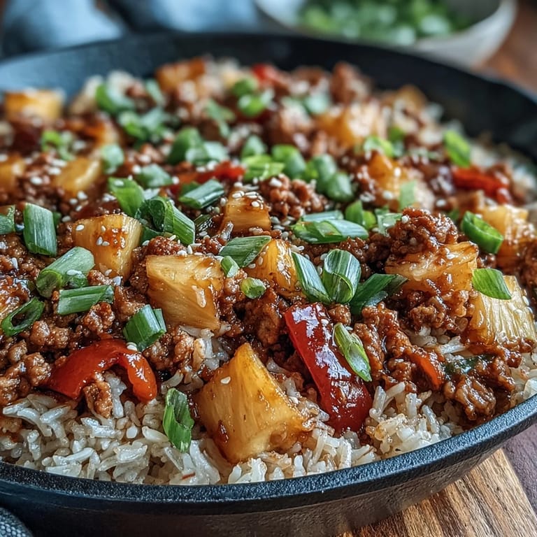 Vibrant one-pan Sweet-and-Sour Turkey Rice skillet served hot, perfect for family dinners.