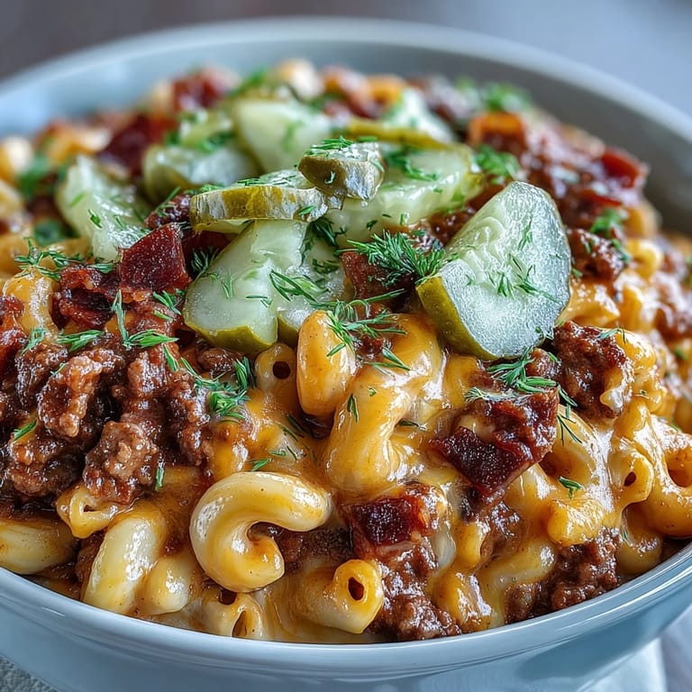 The hearty One-Pan Cheeseburger Chili Mac stirs creamy cheddar through pasta with ground beef.
