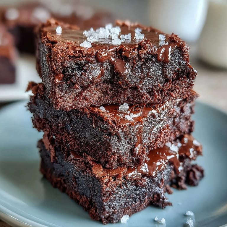 Decadent brownies with sourdough discard, gooey chocolate chunks, and a sprinkle of sea salt flakes.  