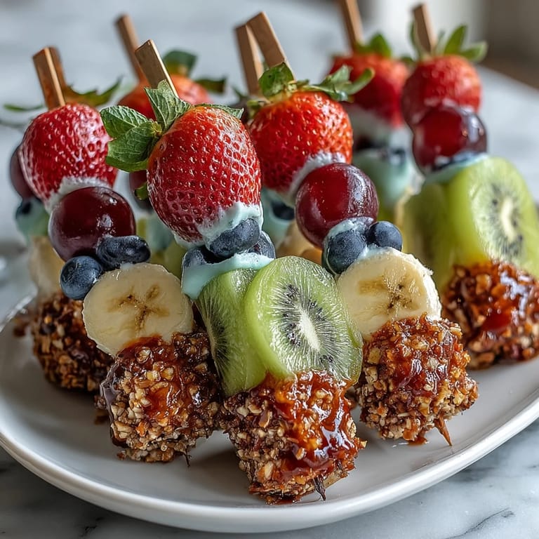 Vibrant bento box lunch with fresh fruit skewers, crunchy veggie sticks, and a sweet yogurt dip, ideal for picky eaters and healthy snacking.