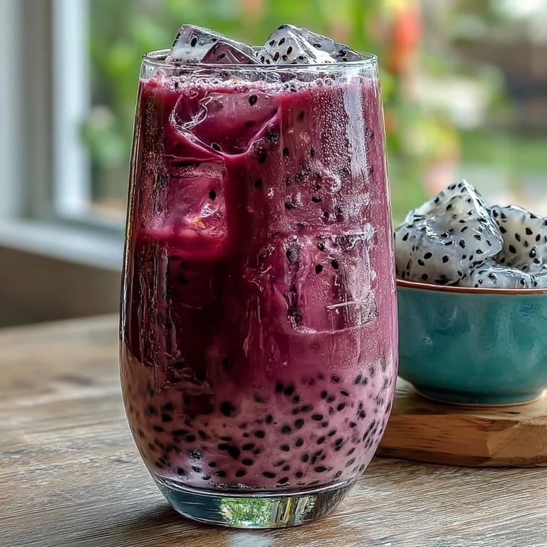 Tropical dragon drink refresher copycat recipe featuring bright pink dragon fruit, coconut milk, and citrus over ice.