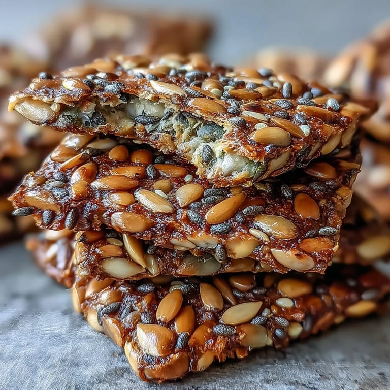 Artisan-style seed crackers with oats and olive oil, ideal for cheese boards or enjoying with hummus and spreads.