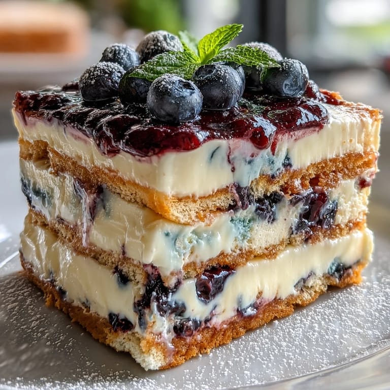Easy, no-bake Lemon Blueberry Icebox Cake, perfect for a sweet, summery treat.