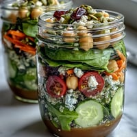 Healthy Summer Meal Prep: Mason Jar Salads for the Week – Vibrant layers of fresh greens, cherry tomatoes, quinoa, and protein in clear glass jars, perfect for grab-and-go lunches.  