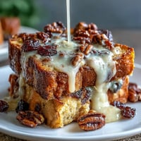 Warm, gooey Mexican bread pudding with toasted bolillo slices, sweet piloncillo syrup, cinnamon, raisins, and melted cheese—perfect for Lent or festive gatherings.