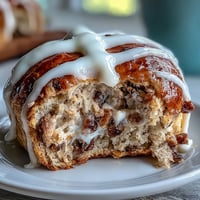 Soft, spiced homemade hot cross buns with juicy raisins, perfectly golden and ready for Easter brunch.  