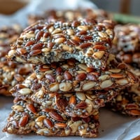 Crispy homemade seed crackers made with flax, sunflower, and sesame seeds, perfect for healthy snacking or pairing with dips.
