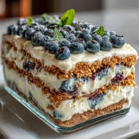 Refreshing Lemon Blueberry Icebox Cake, a no-bake layered dessert bursting with fruit flavor.
